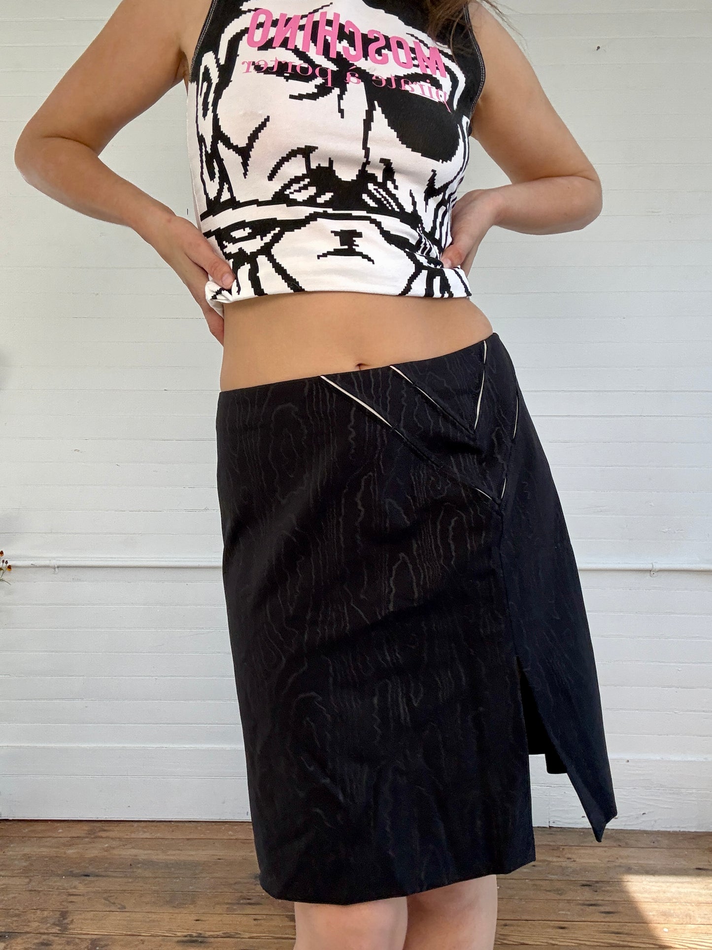 Vintage 2000s Versace Graphic Print Black Skirt