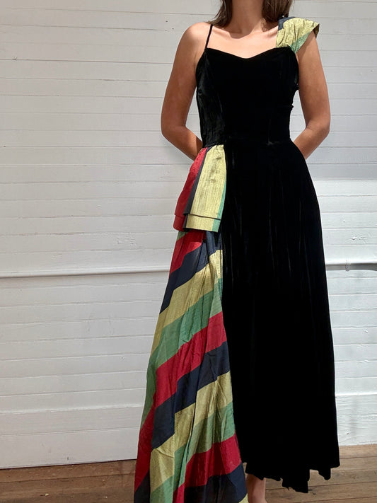 Vintage Black Velvet Cocktail Dress