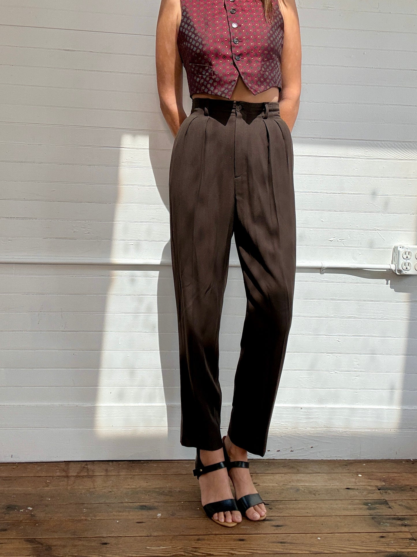 Vintage Calvin Klein Brown Pleated Trousers