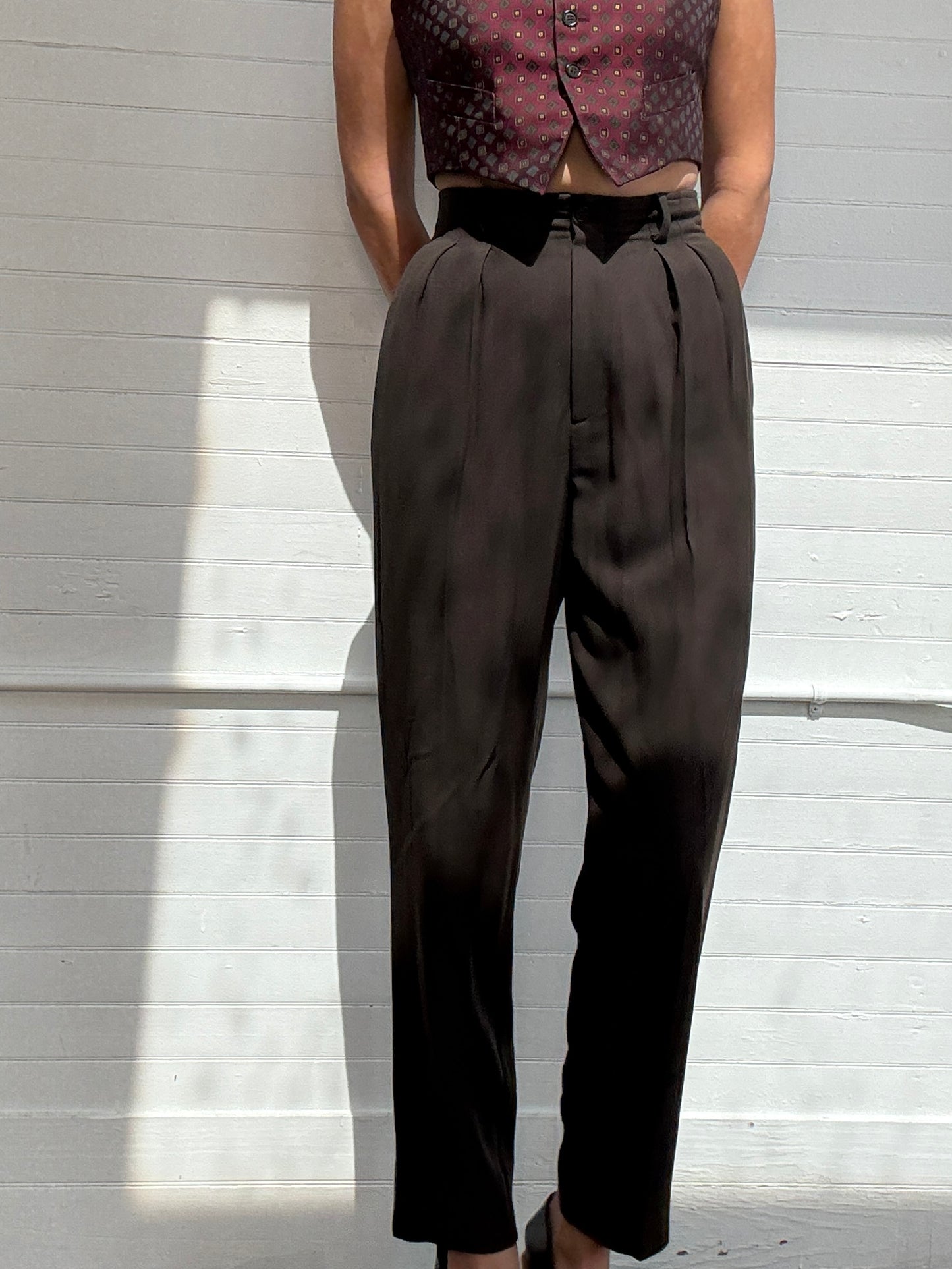 Vintage Calvin Klein Brown Pleated Trousers