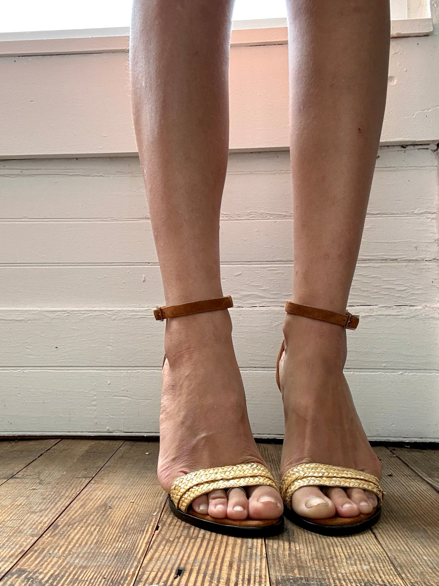 Pre-Loved Dear Frances Straw and Suede Sandals