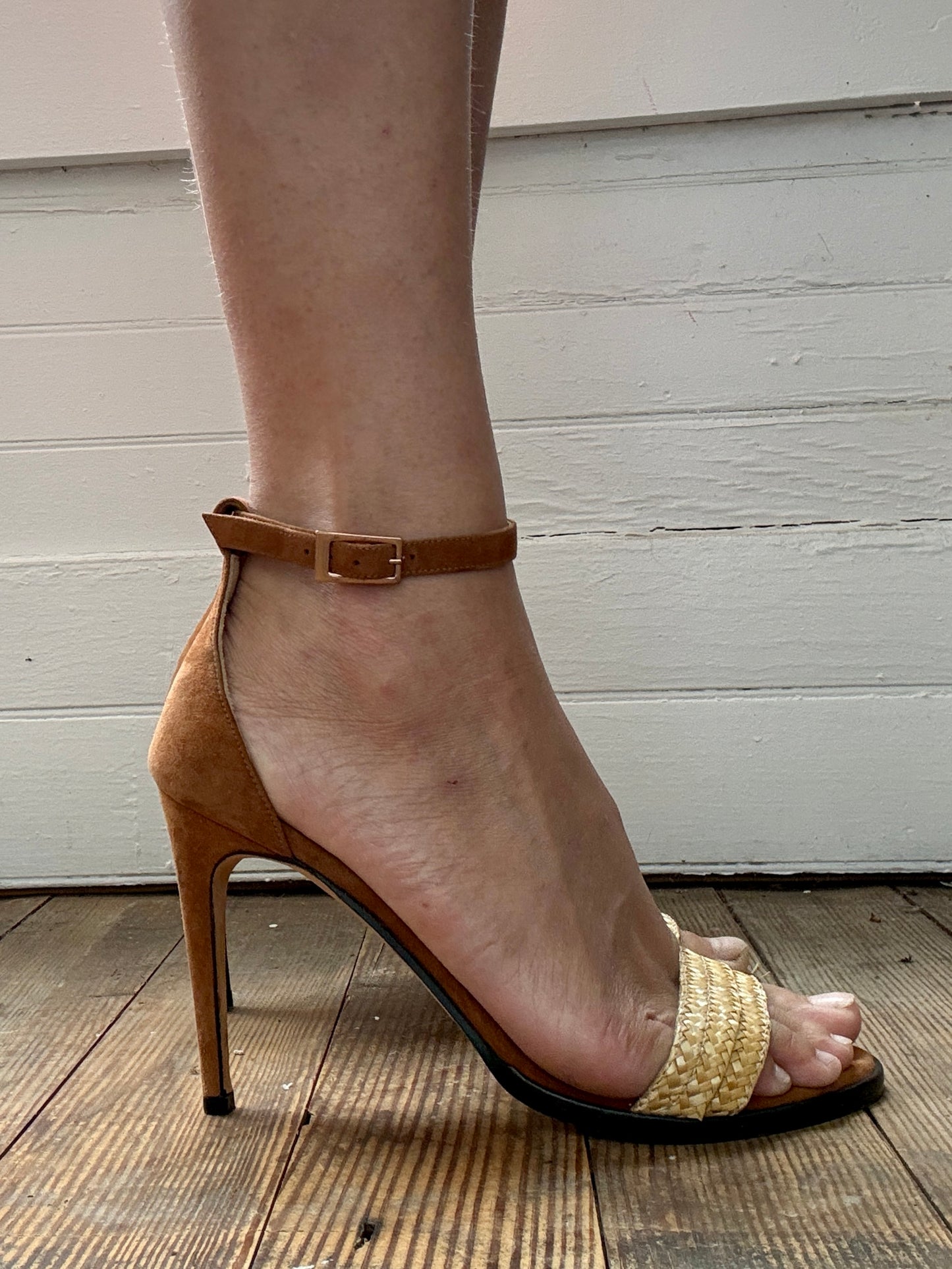 Pre-Loved Dear Frances Straw and Suede Sandals