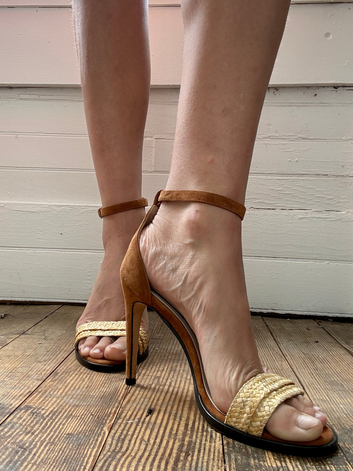 Pre-Loved Dear Frances Straw and Suede Sandals