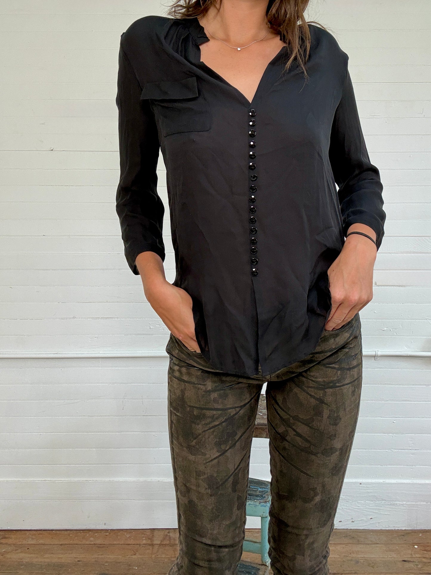 Pre-Loved Emporio Armani by Giorgio Armani Black Blouse