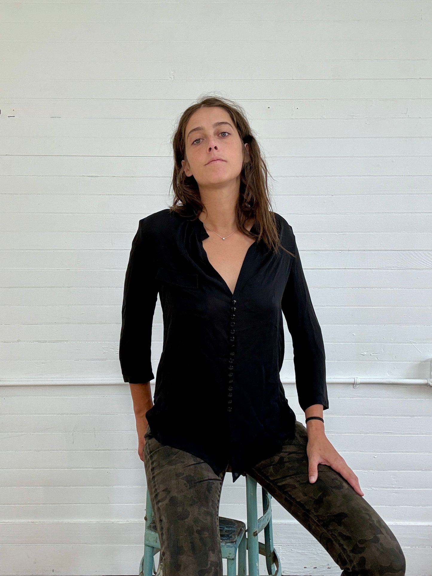 Pre-Loved Emporio Armani by Giorgio Armani Black Blouse