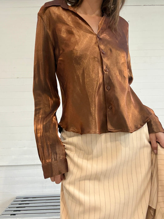 Vintage 1990s Golden Bronze Button Up Top
