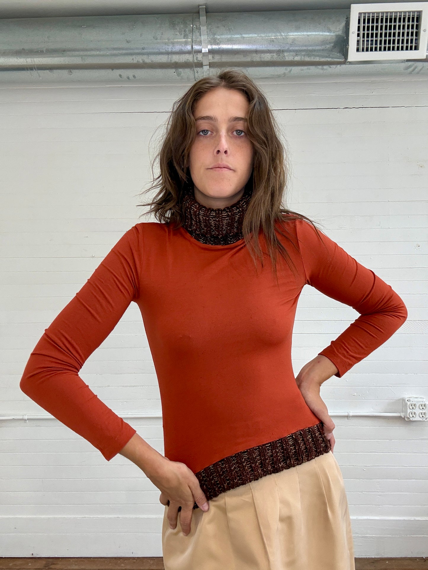 Vintage D&G Orange Knit Turtleneck Top