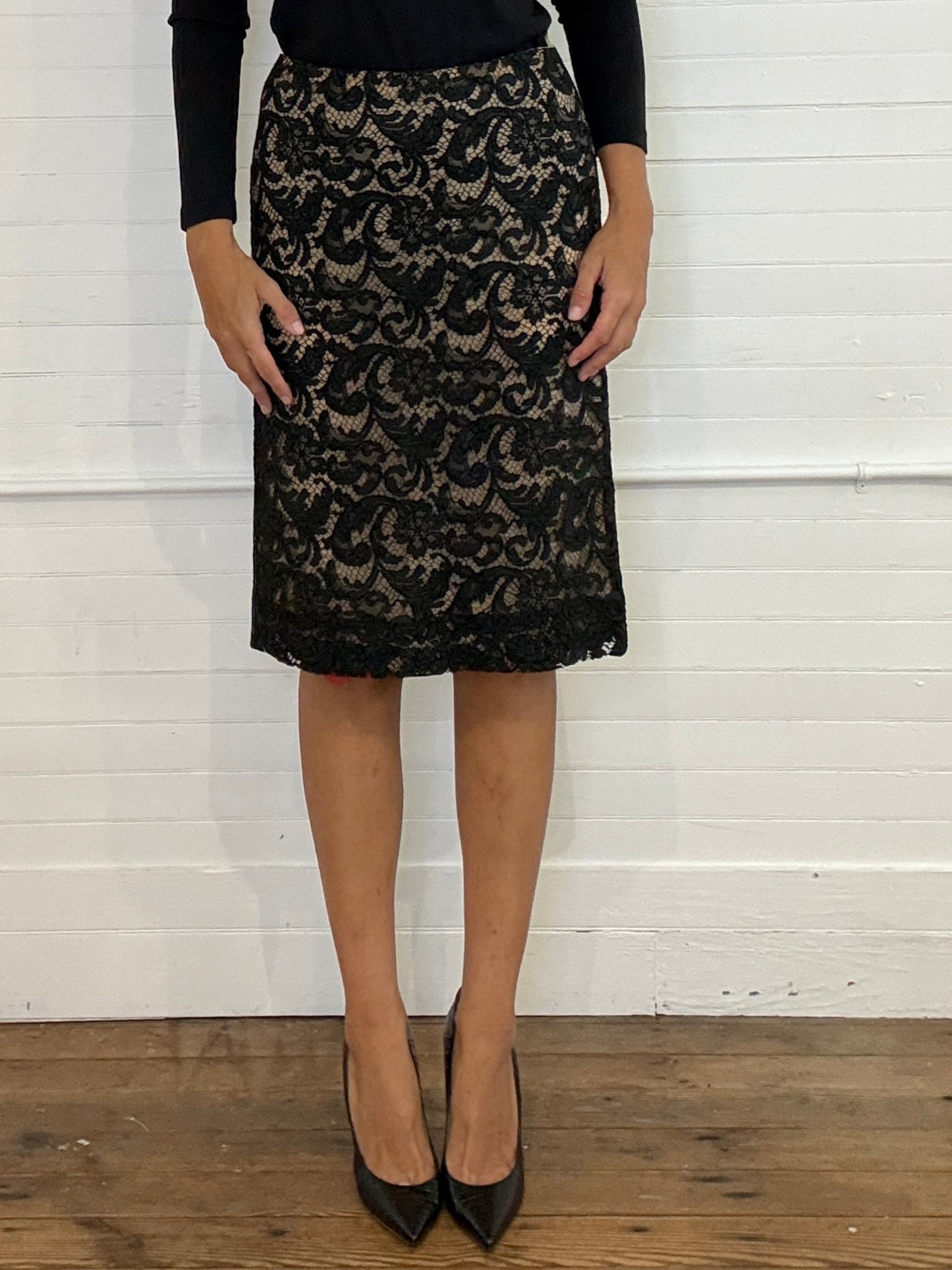 Vintage Prada Black Lace Overlay Skirt