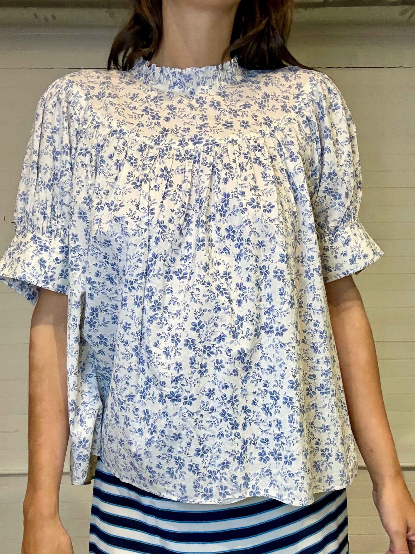 Pre-Loved POLO Ralph Lauren Blue and White Floral Blouse