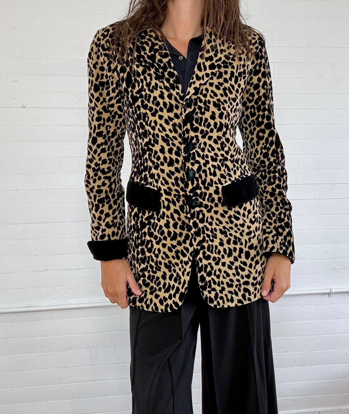 Vintage 1980s Leopard Print Velvet Blazer