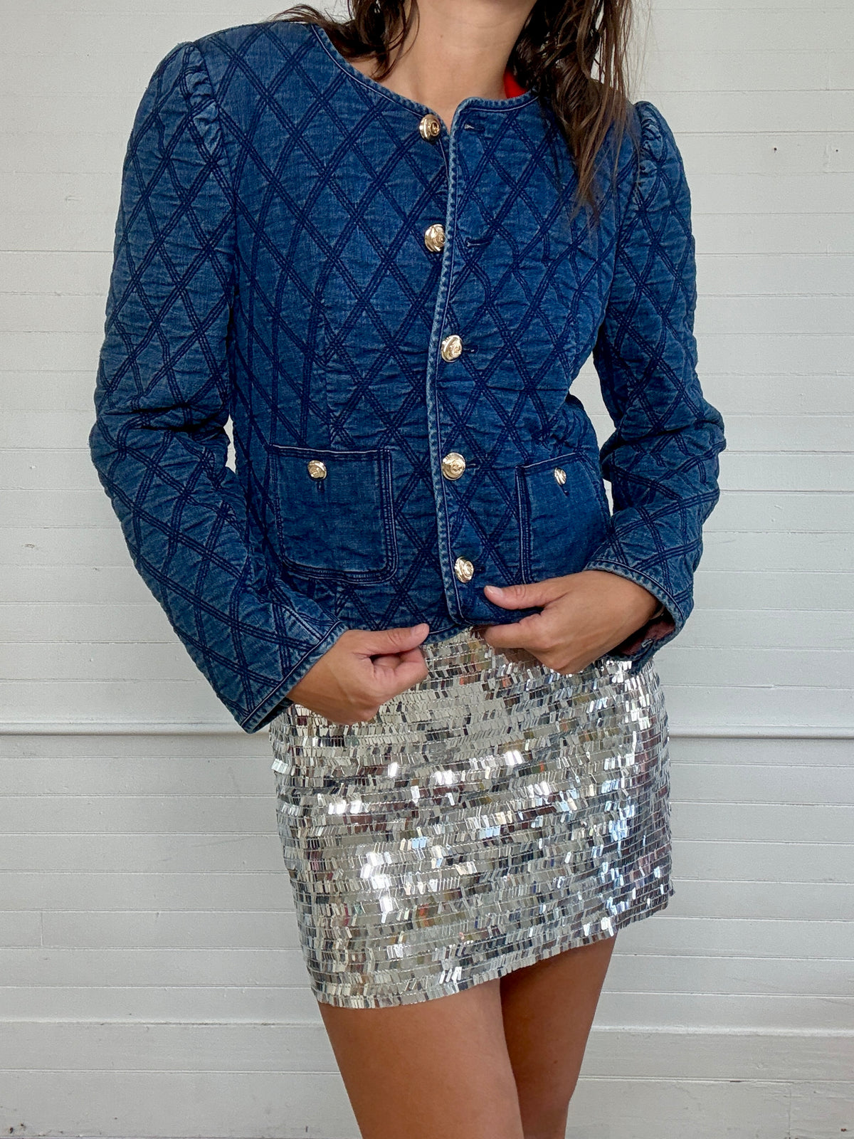 Pre-Loved Quilted Denim Jacket