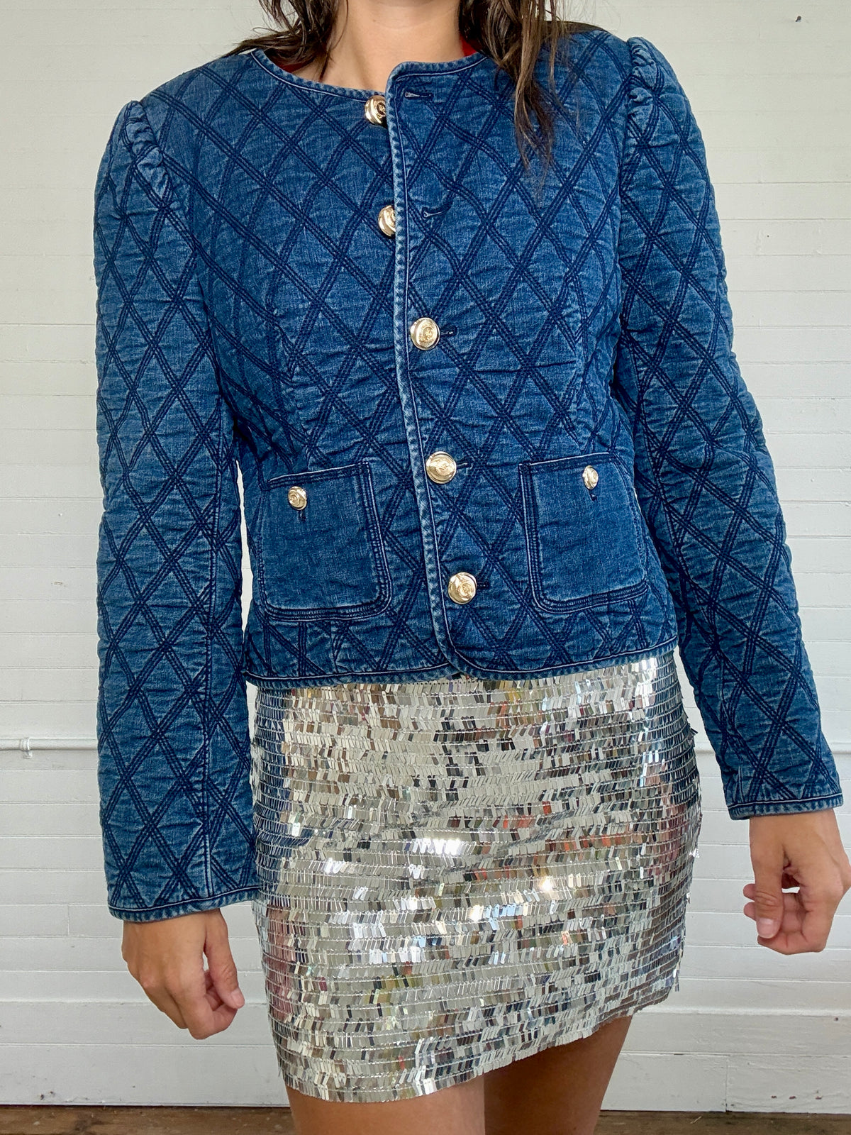 Pre-Loved Quilted Denim Jacket