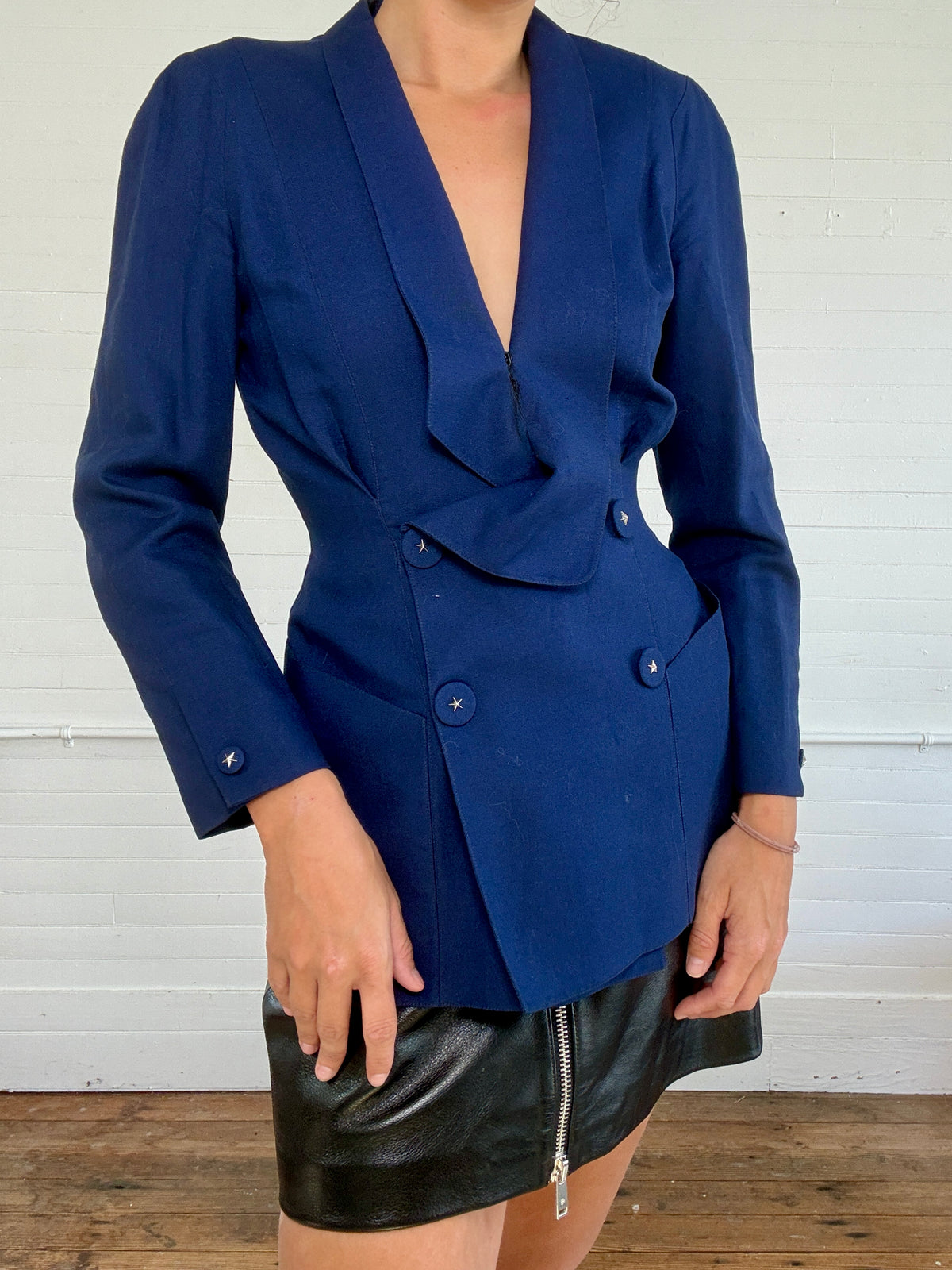 Vintage Thierry Mugler Navy Blue Blazer