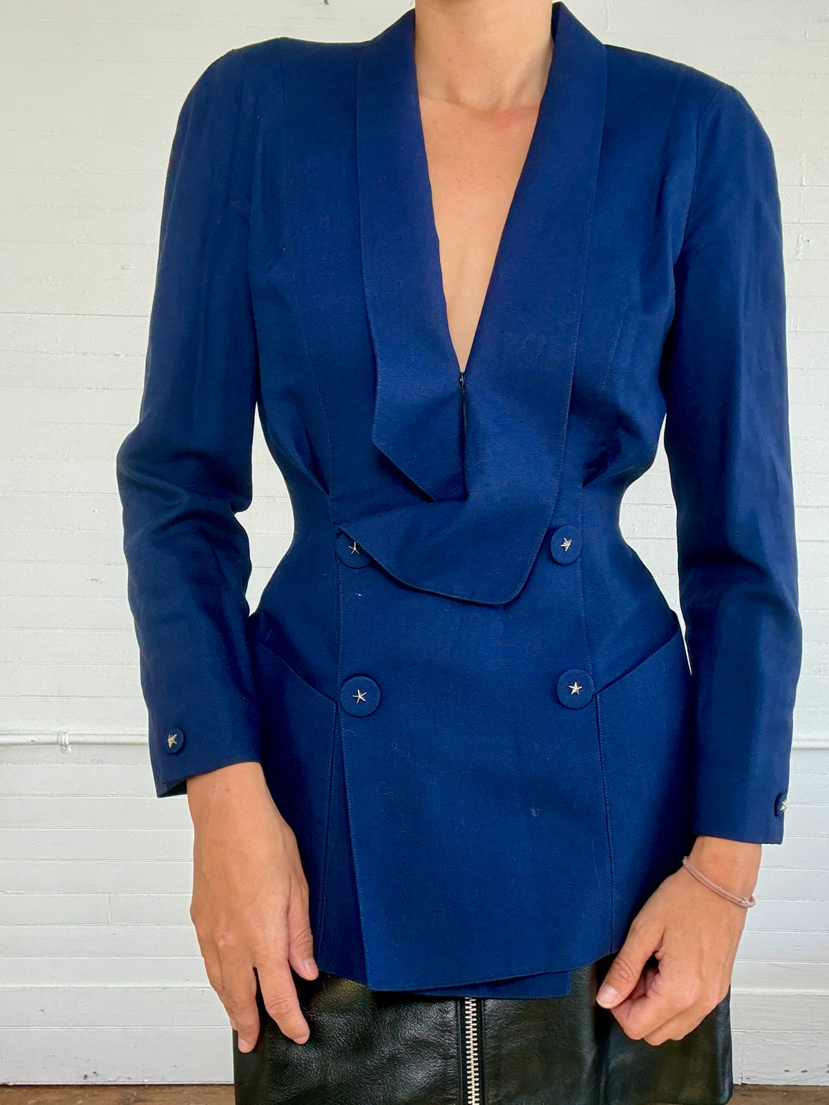 Vintage Thierry Mugler Navy Blue Blazer