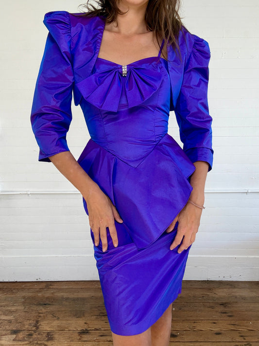 Vintage 1980's Iridescent Purple Dress and Jacket