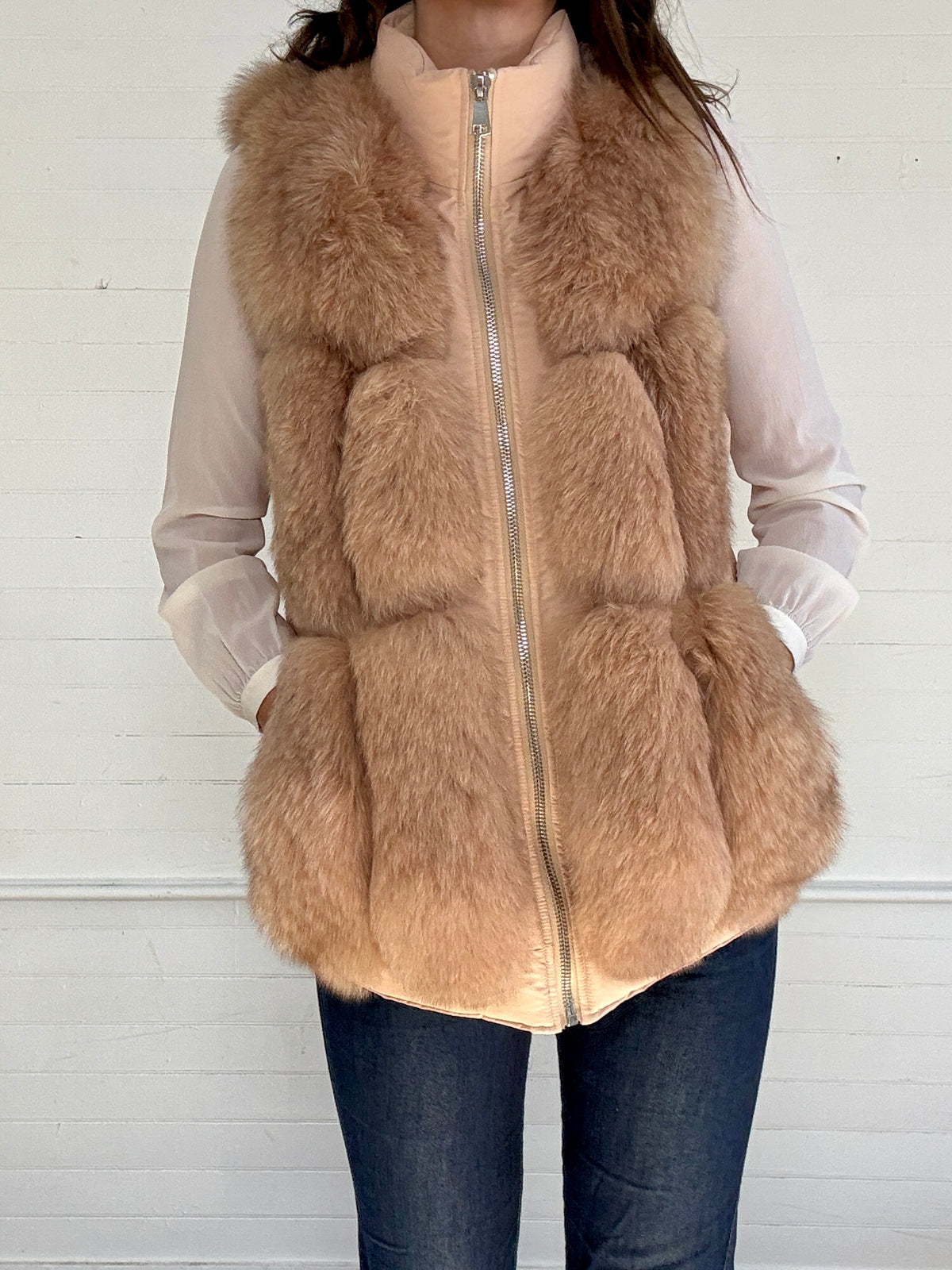 Vintage Y2K Fox Fur Vest