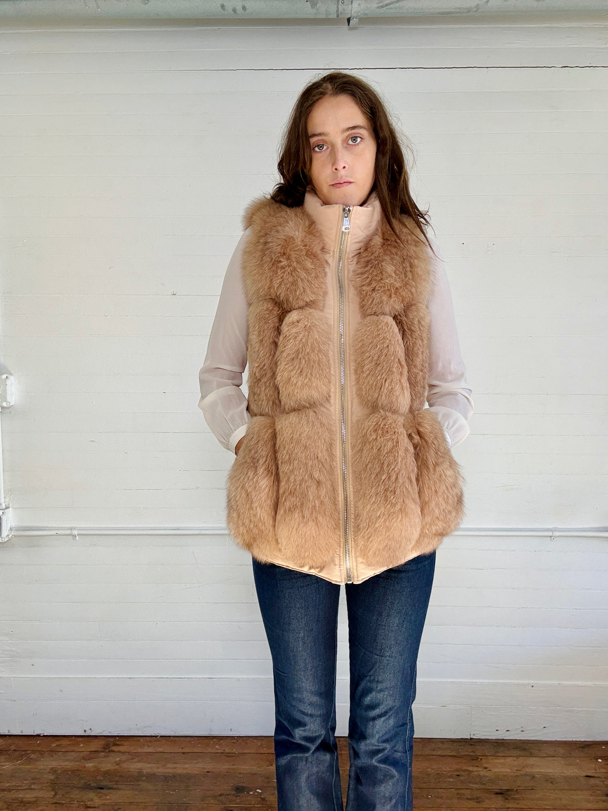 Vintage Y2K Fox Fur Vest