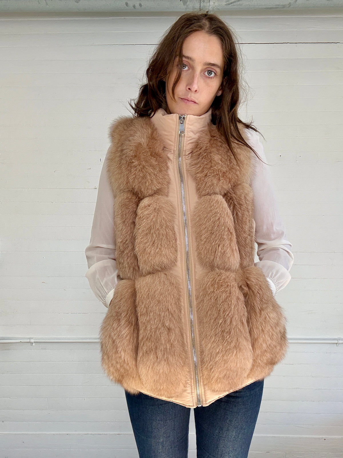 Vintage Y2K Fox Fur Vest