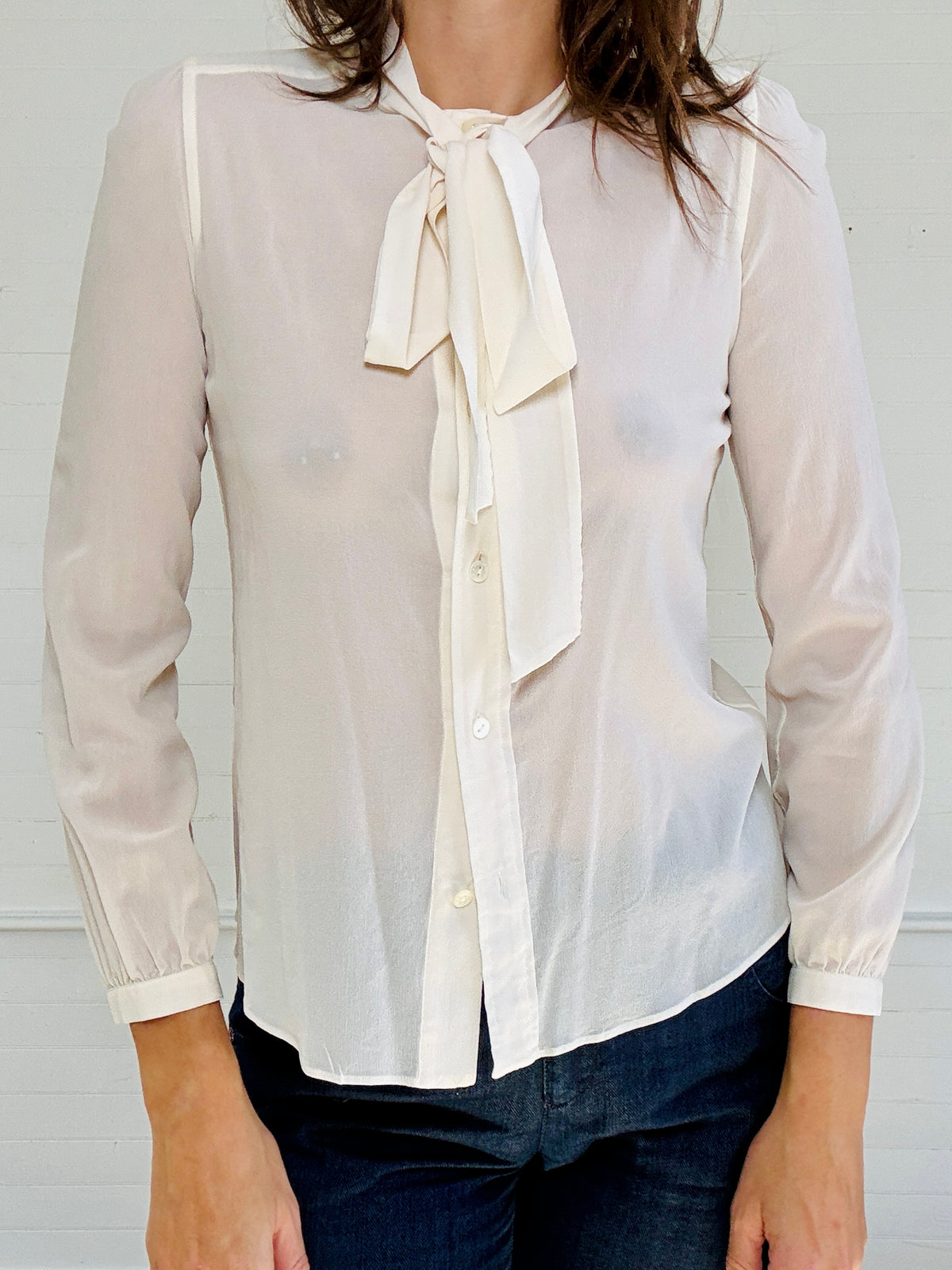 Vintage Dolce & Gabbana White Pussy Bow Blouse
