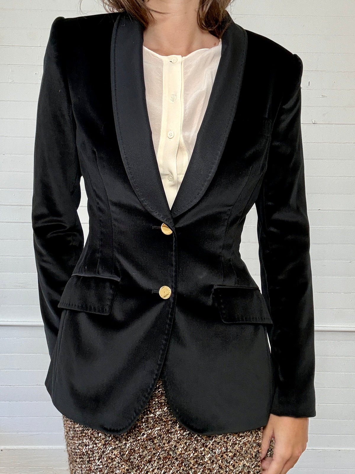 Vintage Dolce & Gabbana Black Velvet Blazer