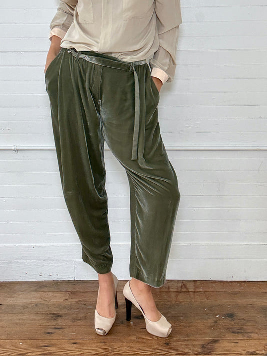Pre-Loved Lafayette 148 Green Velvet Pants
