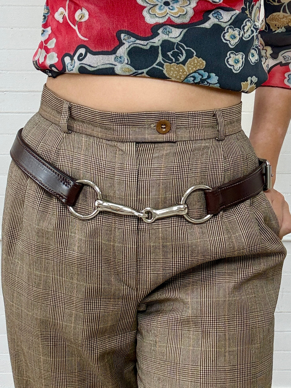 Vintage Rebecca Ray Brown Leather Horse Bit Belt