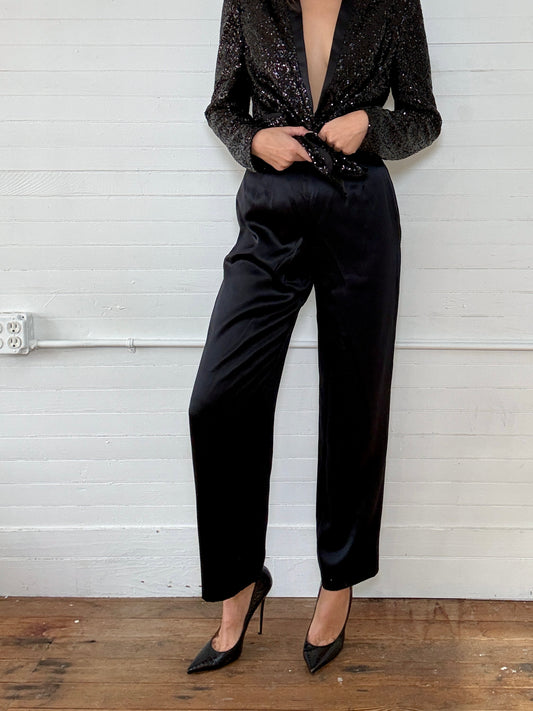 Vintage Giorgio Armani Wide-Leg Silk Pants