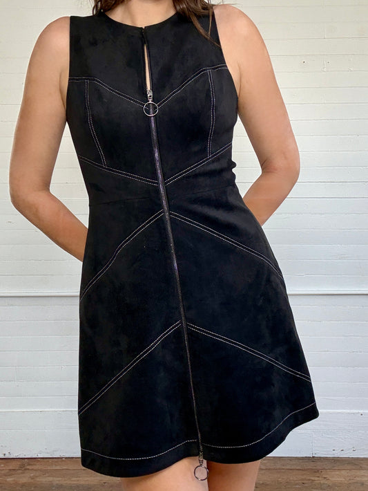 Vintage BCBG Black Suede Mini Dress