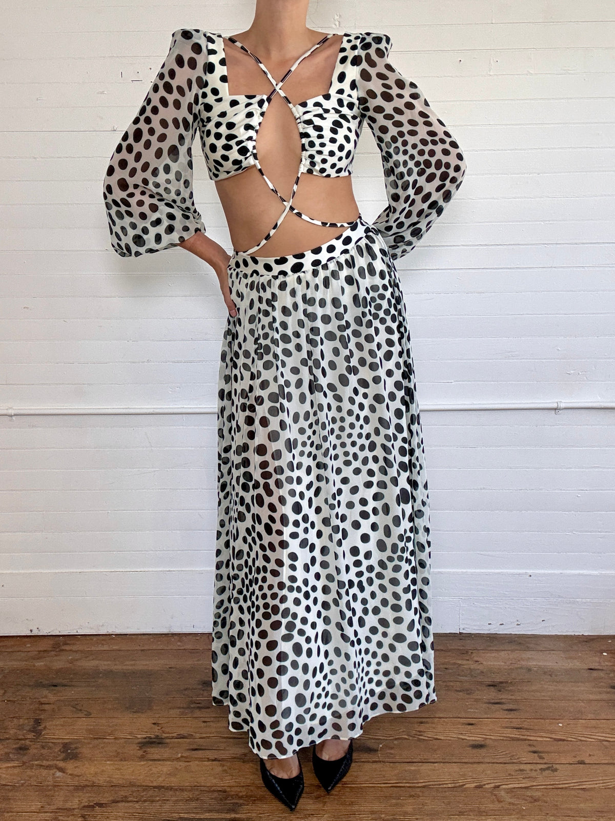 Pre-Loved Pat Bo Polka-Dot Cut-Out Dress