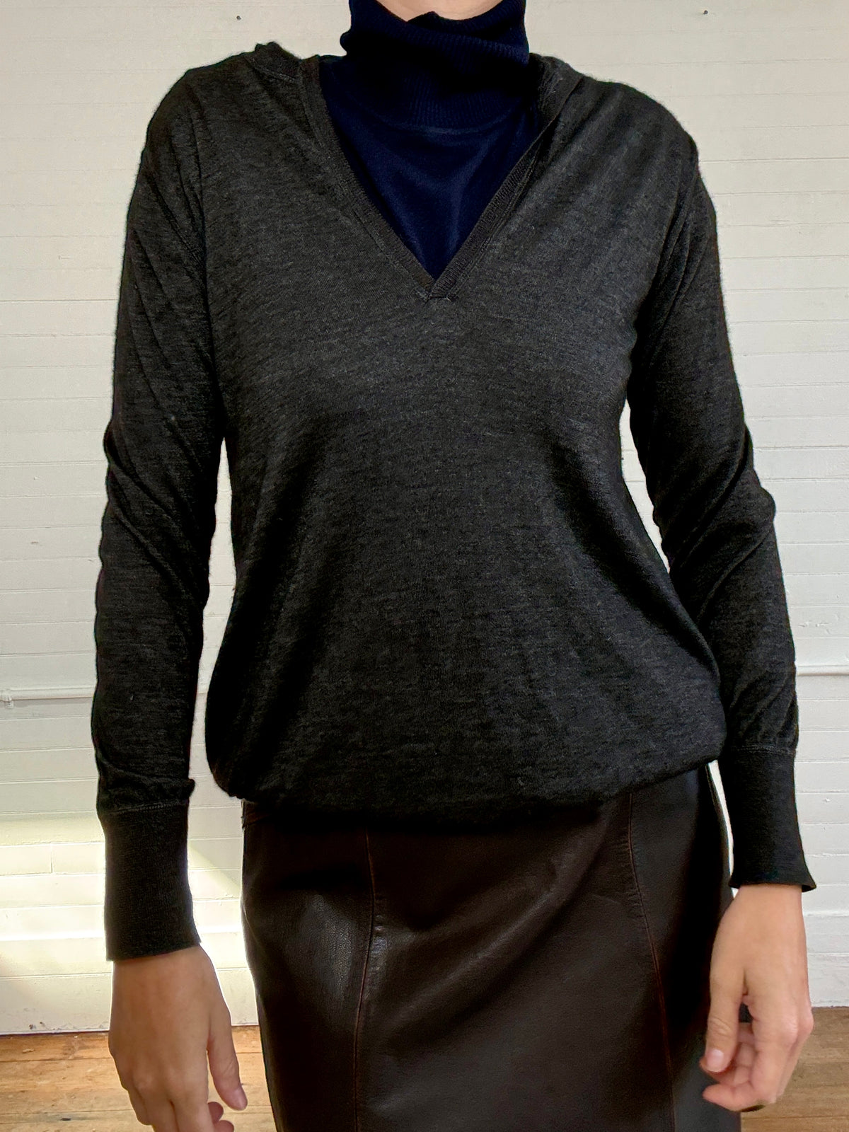 Pre-Loved Loro Piana Charcoal Grey Cashmere Hoodie