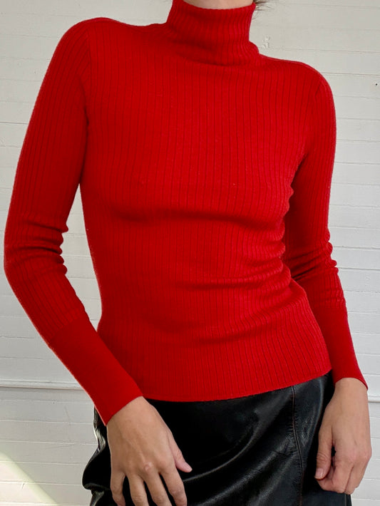 Vintage Givenchy Red Turtle Neck Top