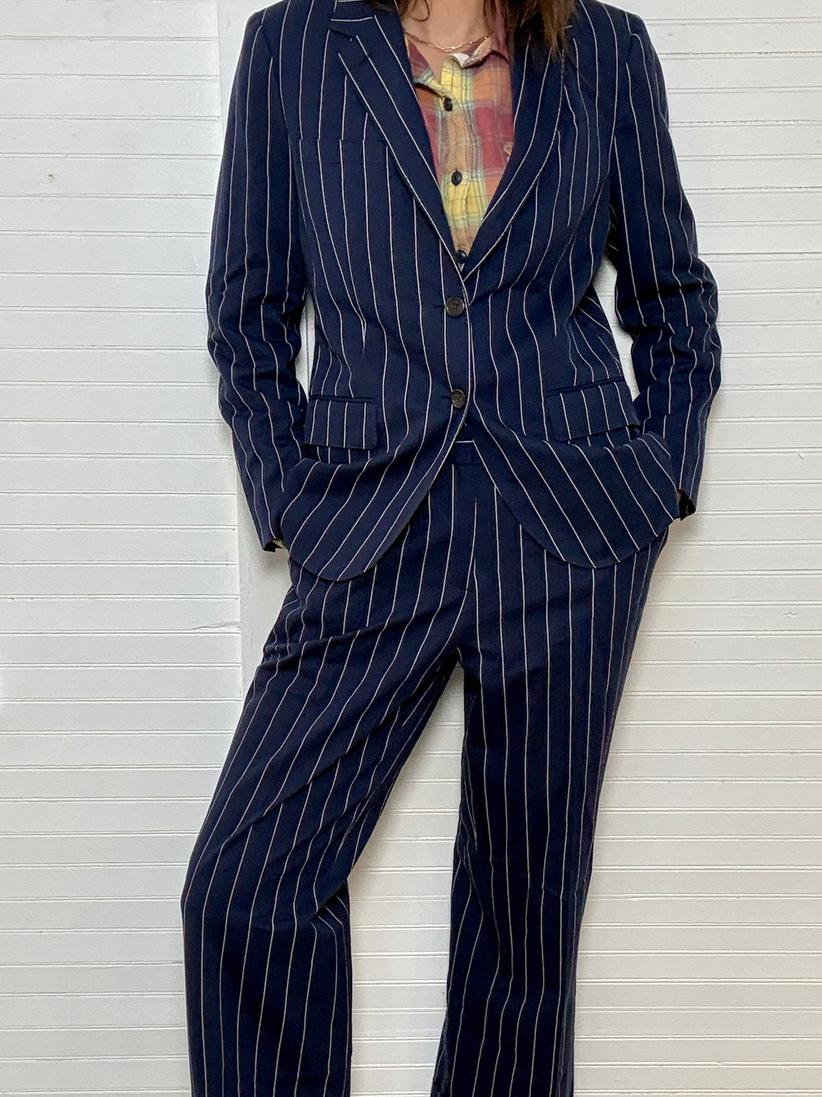 Pre-Loved POLO Ralph Lauren Navy Blue Pinstripe Suit