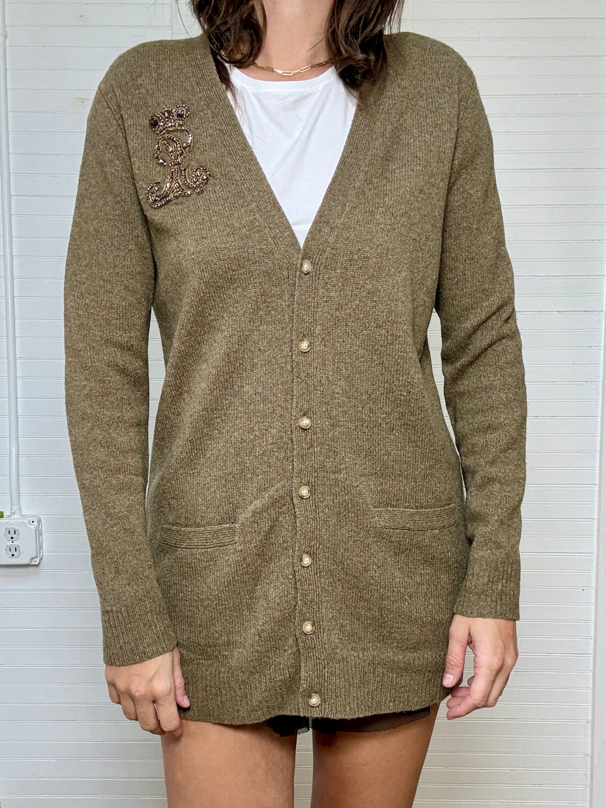 Vintage Ralph Lauren Embellished Cardigan Sweater