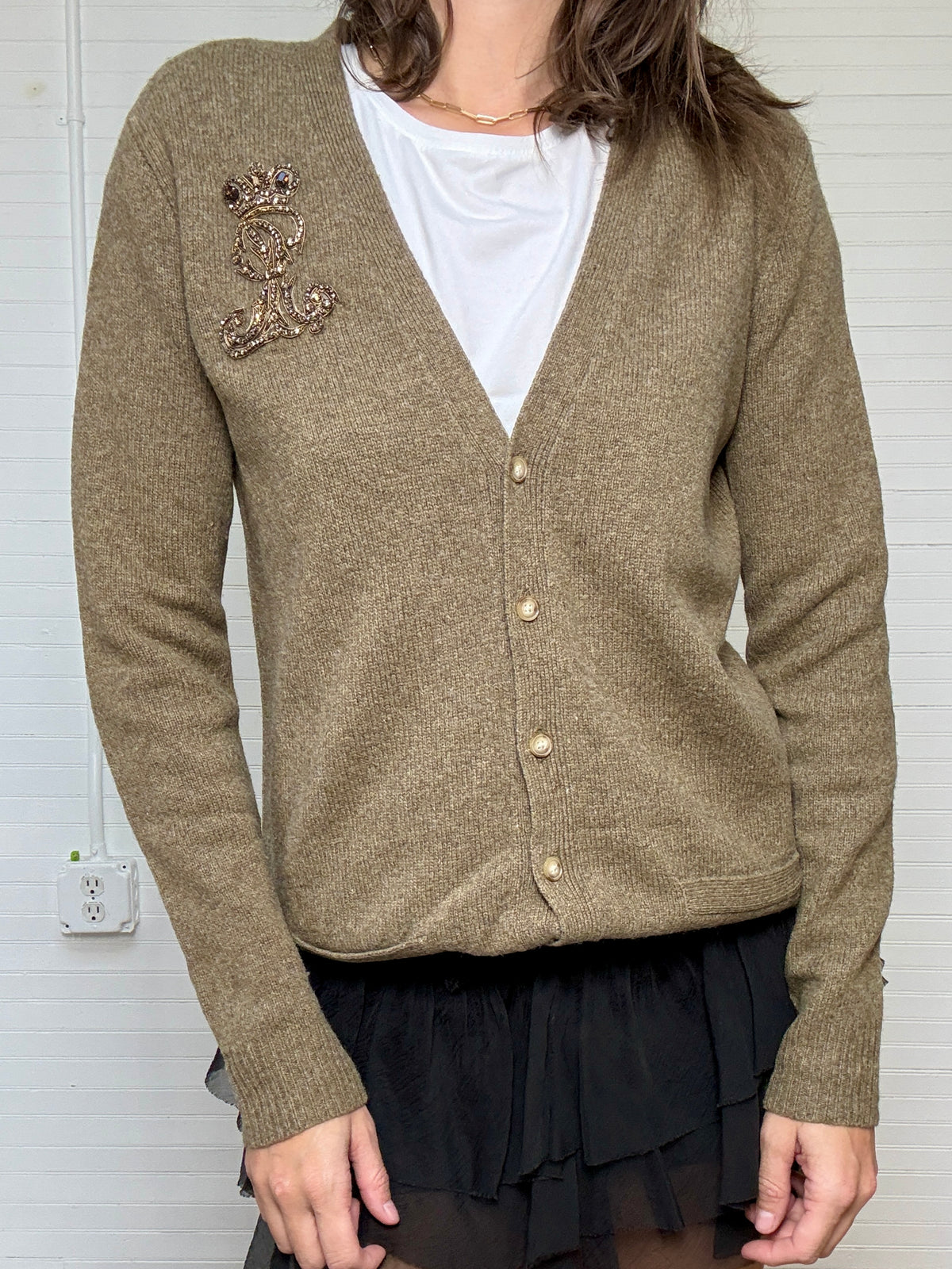 Vintage Ralph Lauren Embellished Cardigan Sweater