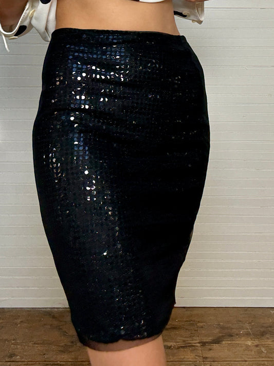 Vintage Vivienne Tam Black Sequin Skirt