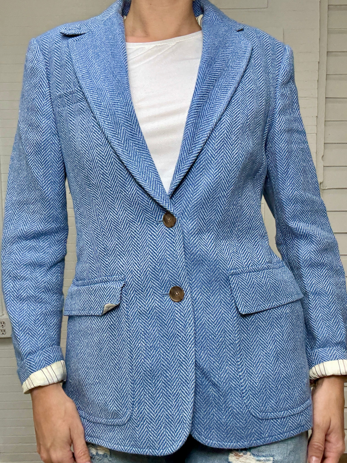 Pre-Loved POLO Ralph Lauren Blue Tweed Blazer