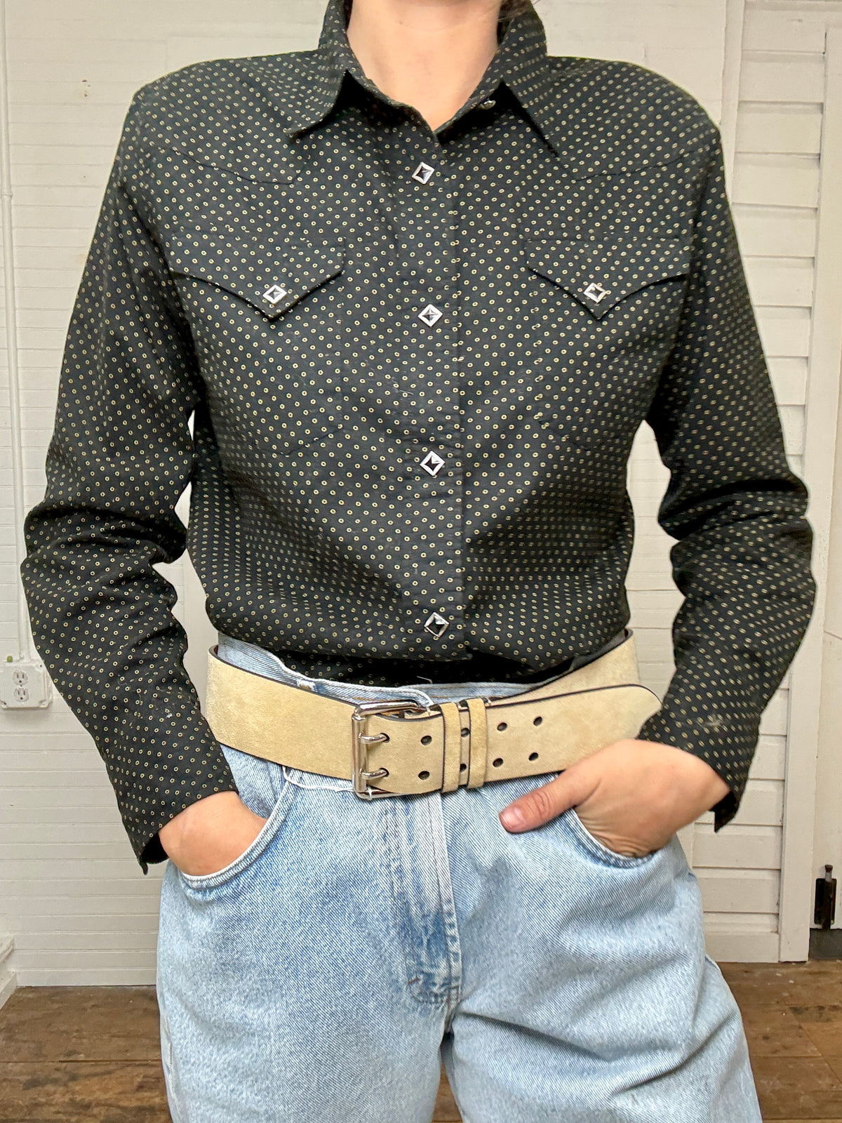 Pre-Loved RRL Ralph Lauren Black and Yellow Western Shirt