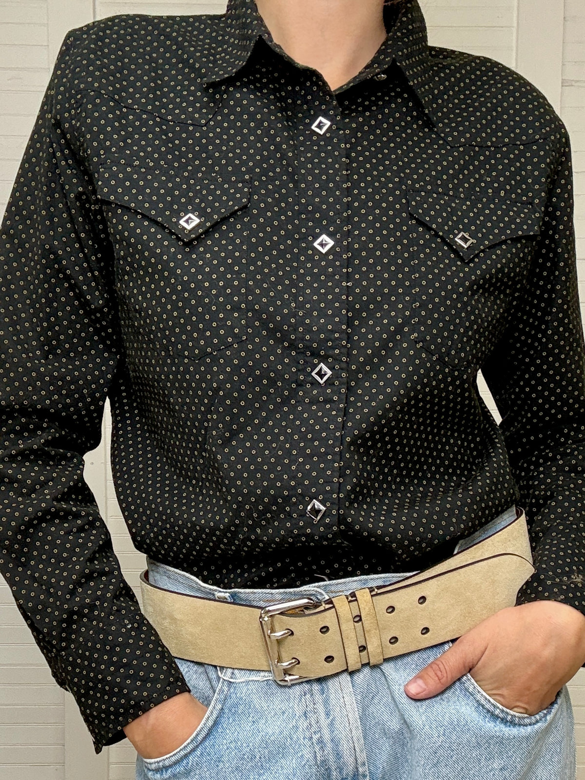 Pre-Loved RRL Ralph Lauren Black and Yellow Western Shirt