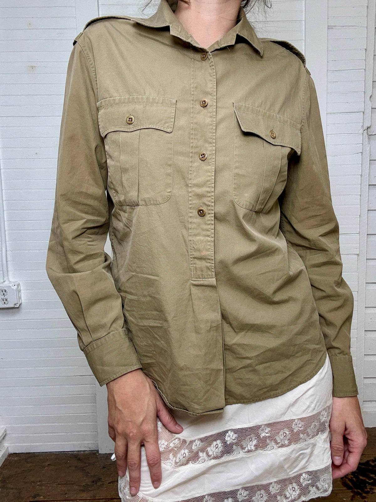 Vintage Ralph Lauren Purple Label Khaki Button Up Shirt