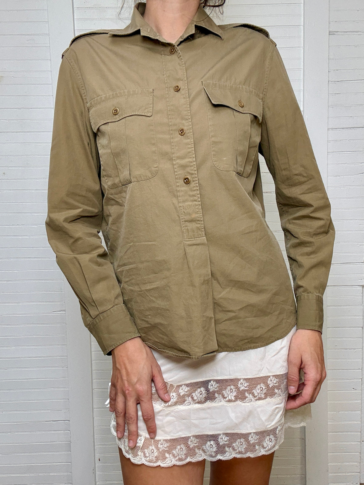 Vintage Ralph Lauren Purple Label Khaki Button Up Shirt