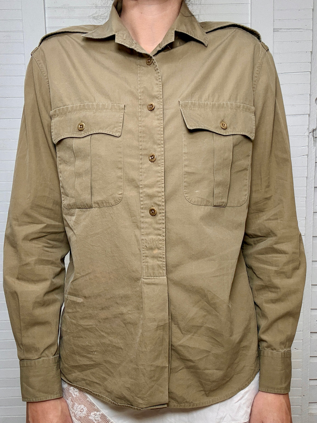 Vintage Ralph Lauren Purple Label Khaki Button Up Shirt
