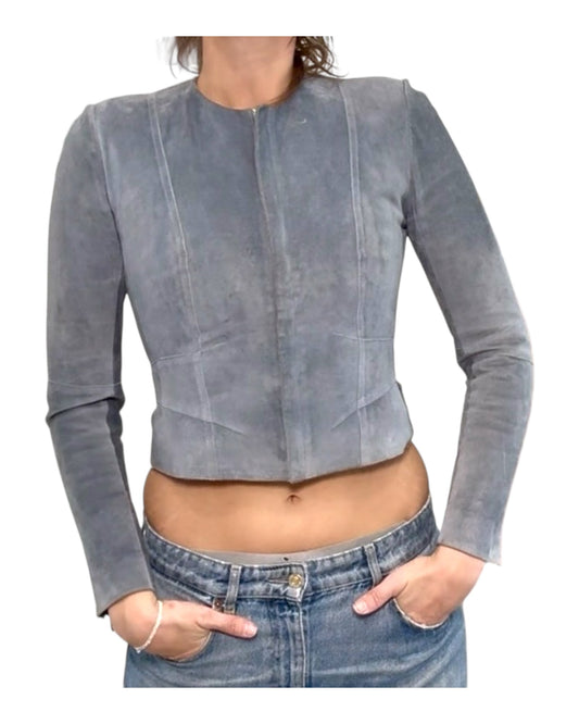 Vintage Christian Dior Blue Suede Jacket
