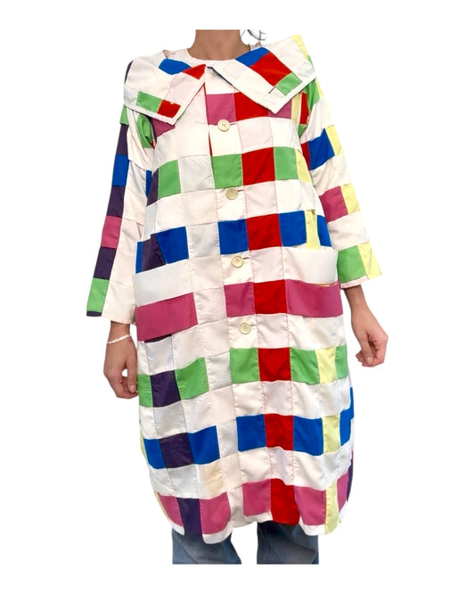 Vintage Issey Miyake Colorful Checkerboard Trench Coat