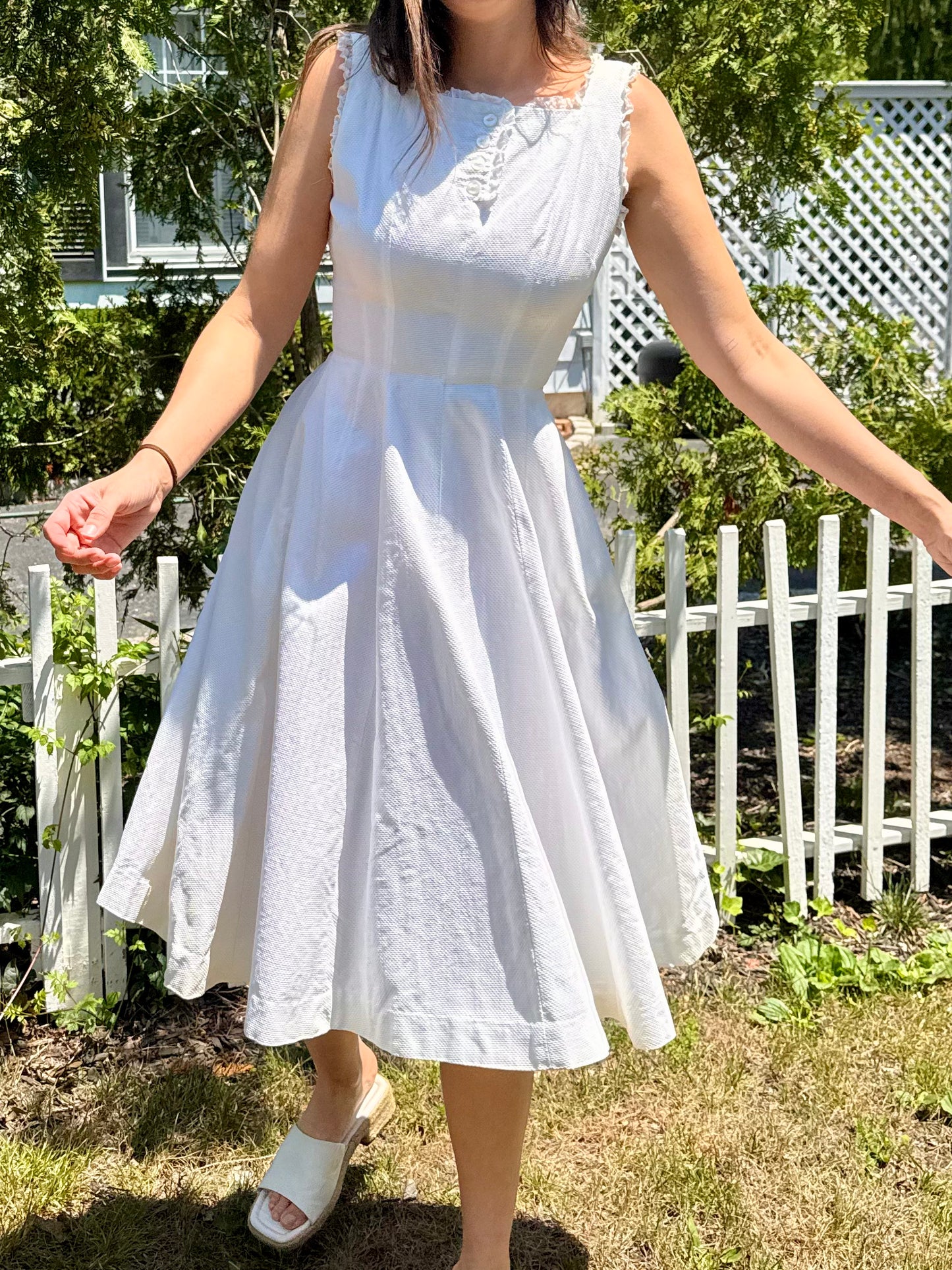 Vintage 1950's Anne Fogarty Cotton A-Line Midi Dress