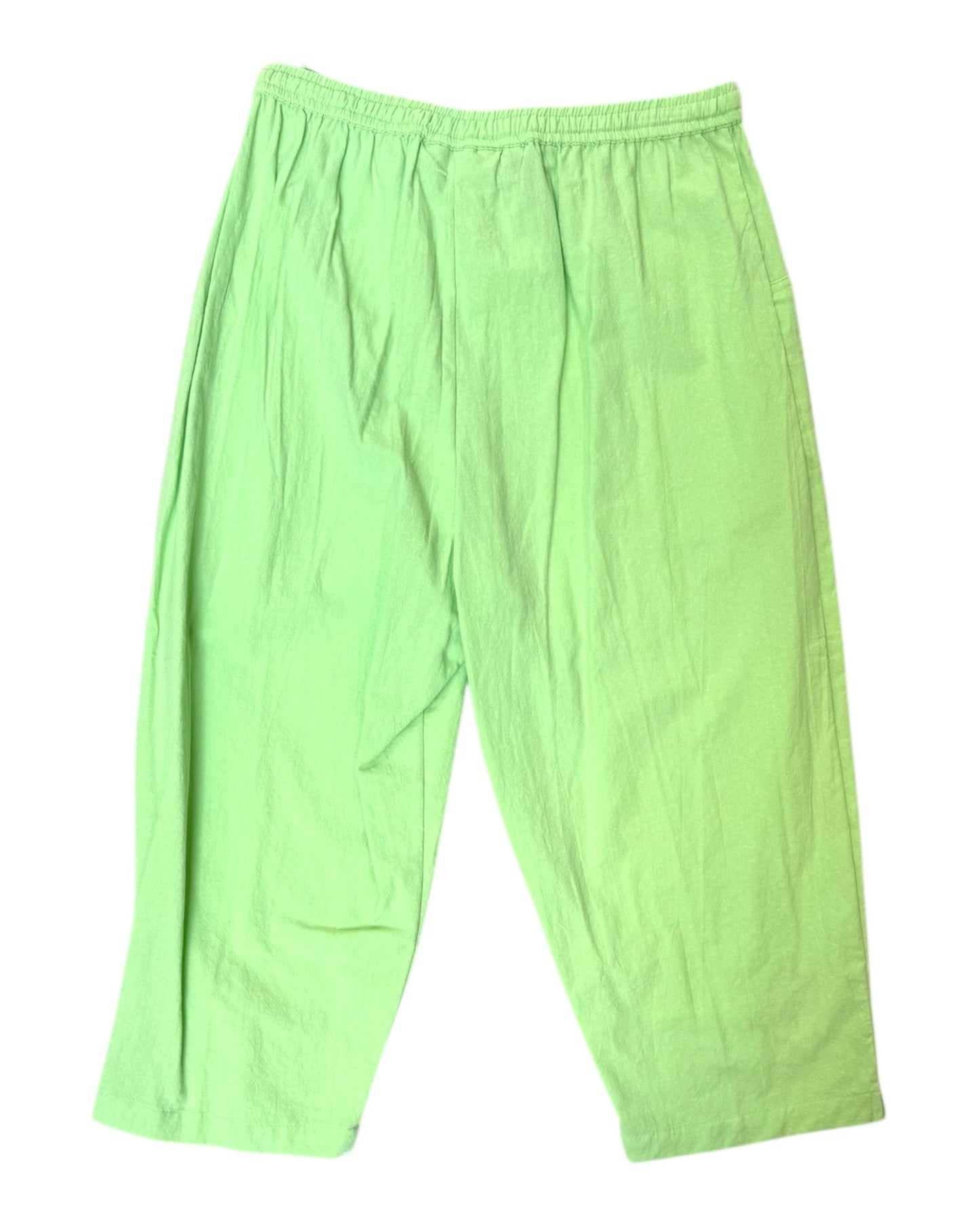 Vintage Lime Green Embroidered Beach Scene Matching Set