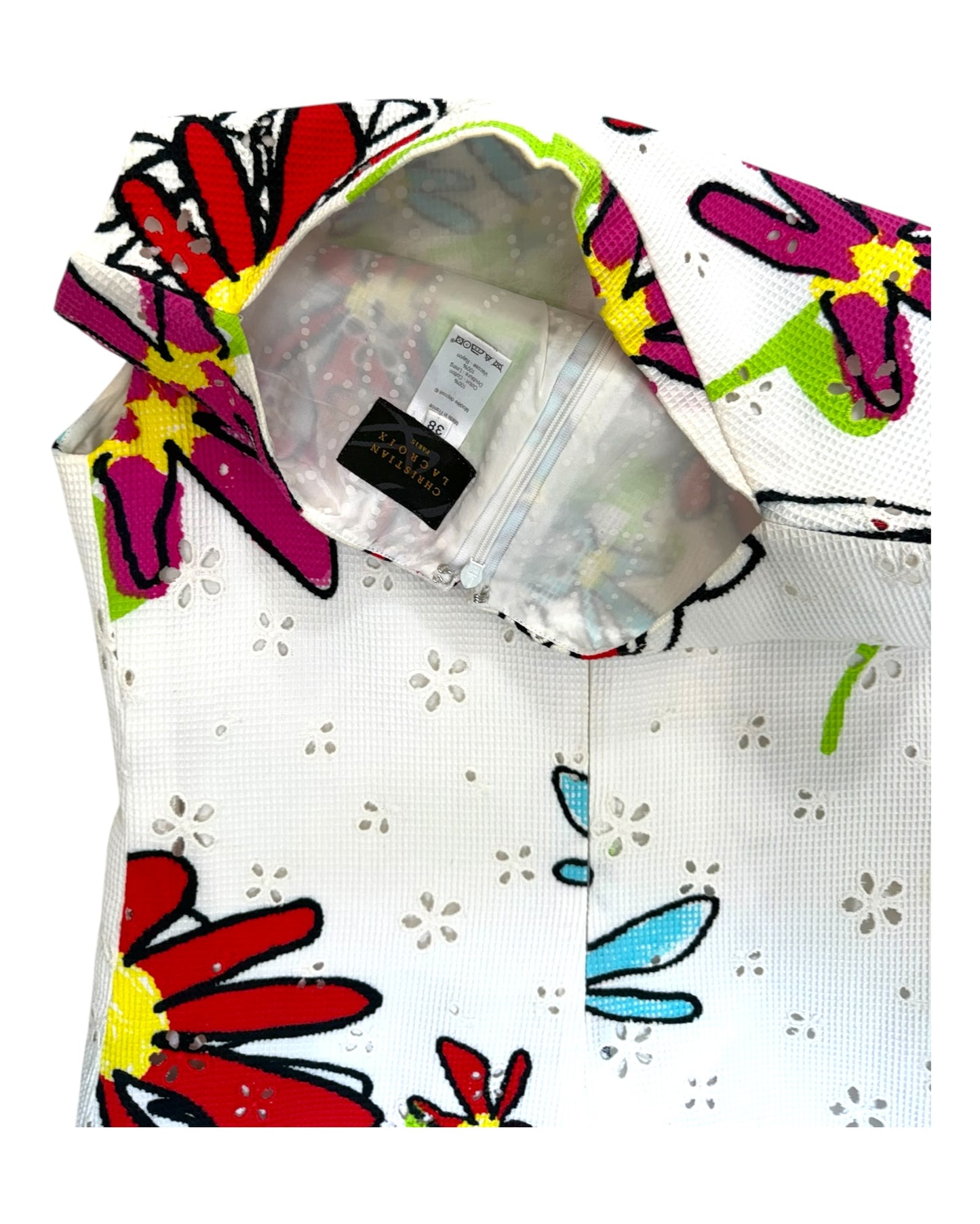 Vintage Christian Lacroix Floral Eyelet Shift Dress