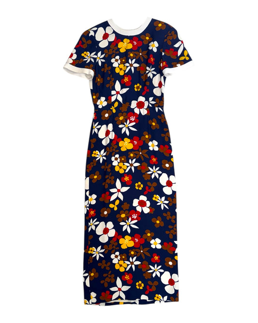 Pre-Loved Prada Navy Blue Floral Maxi Dress