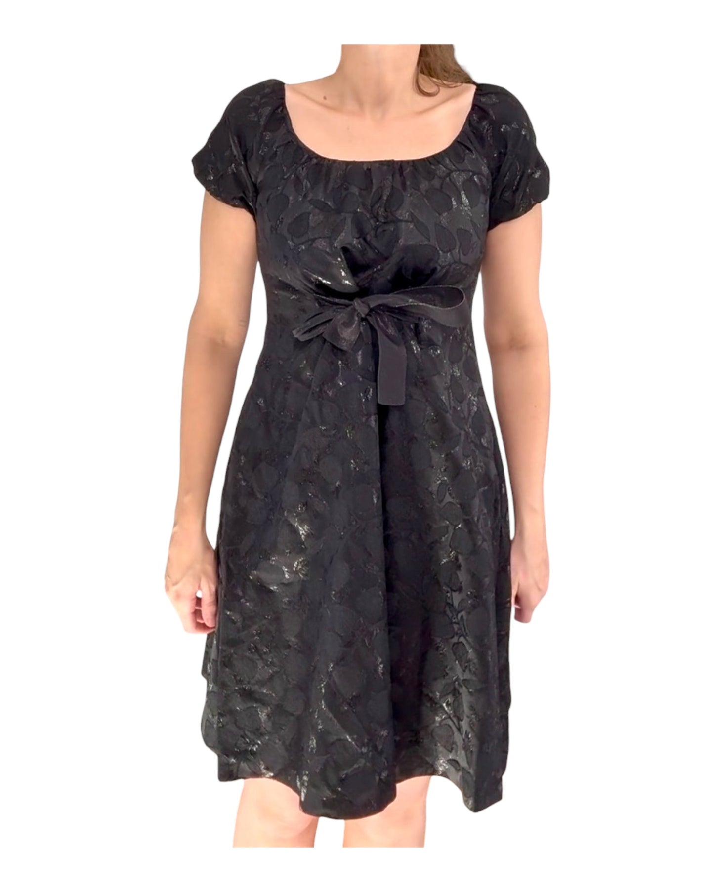 Vintage 2000s Moschino Black Floral Dress with Ribbon