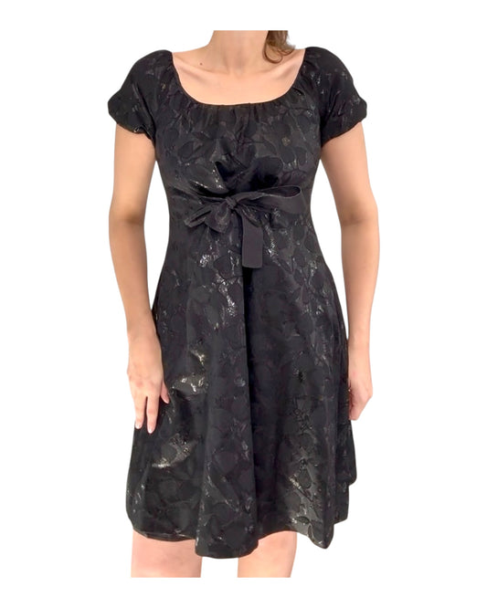 Vintage 2000s Moschino Black Floral Dress with Ribbon