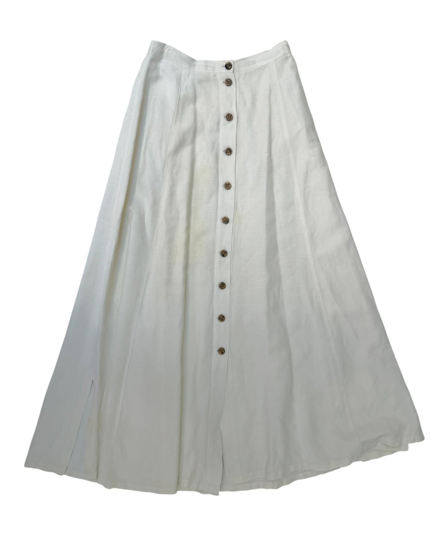 Vintage Linen Button-Up Midi Skirt